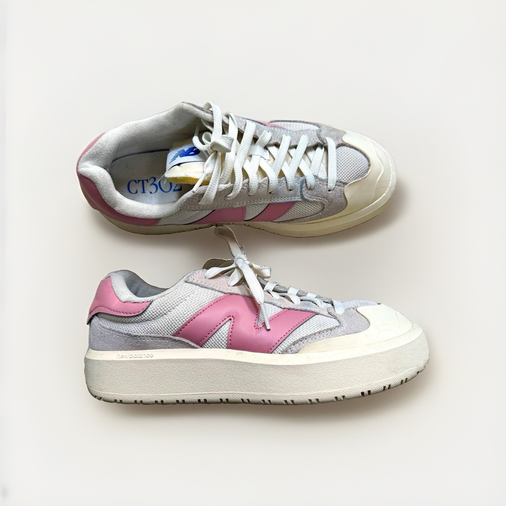 New Balance 8.5 CT302RH Low Top Lace-Up Sneakers Mesh White/Pink/Gray Sea Salt